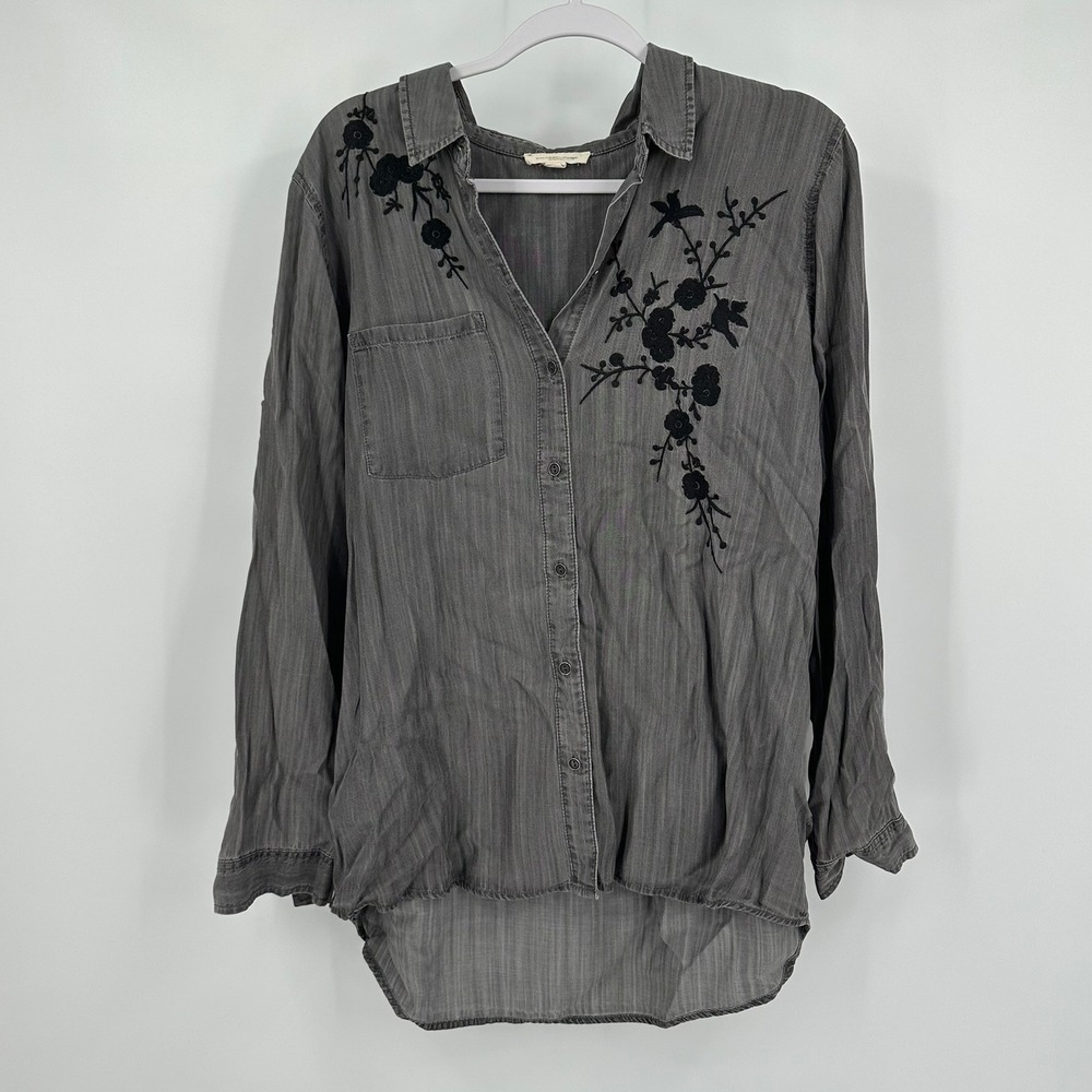 BeachLunchLounge Womens Boho Embroidered Topβ Size XL Oversized Flowy Earthy